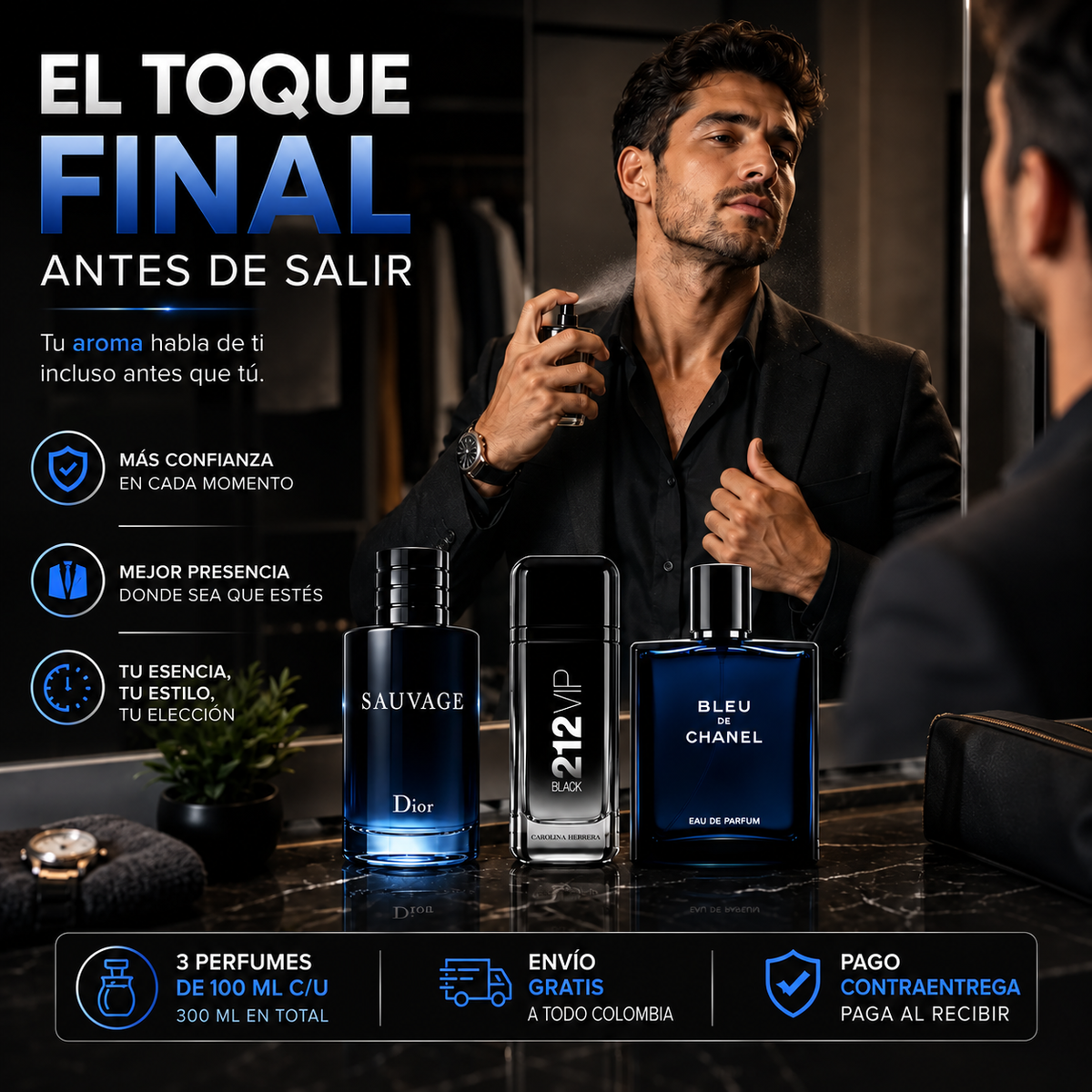 Trío Masculino Importado 3x100ml + ENVIO GRATIS + REGALO (Últimas unidades 🚨)