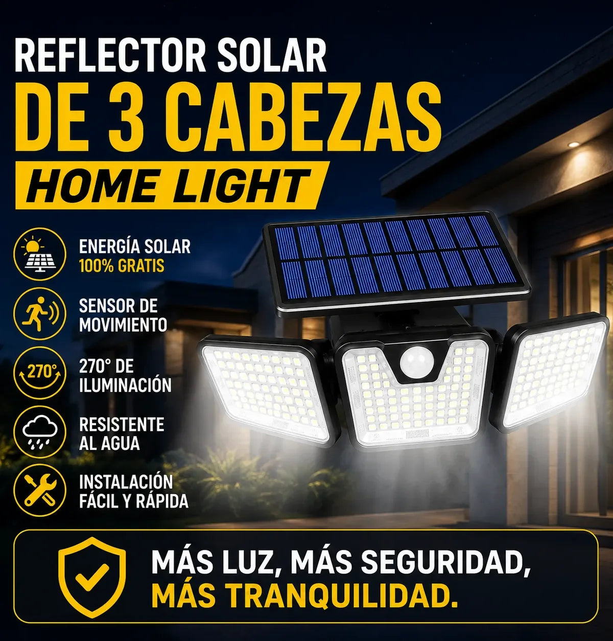 HomeLight - Reflector Solar de  3 Cabezas + Envio Gratis + Regalo 50% DTO