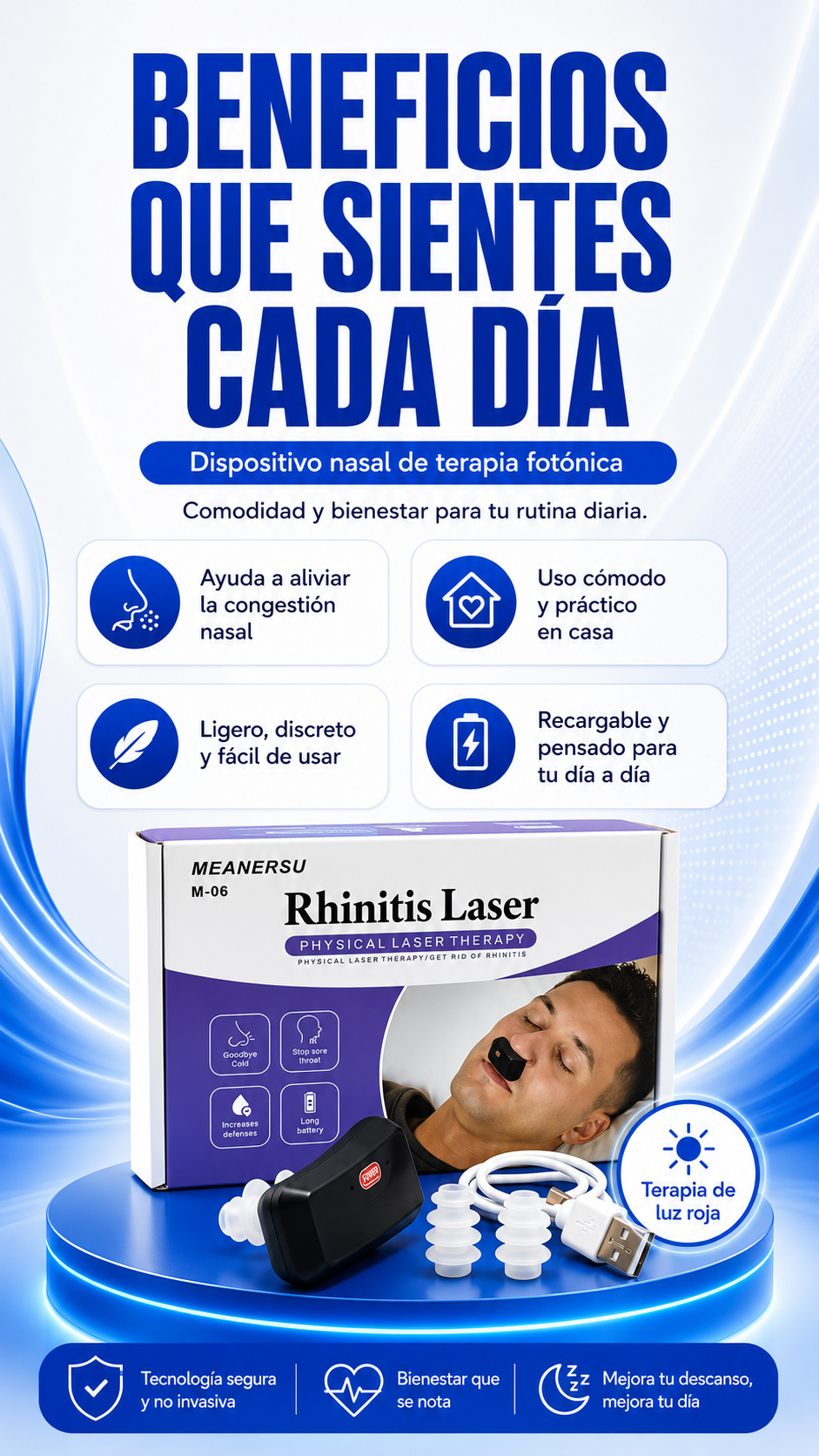 LumiNasal M-06 | Dispositivo Nasal de Luz Roja Recargable + Envio Gratis