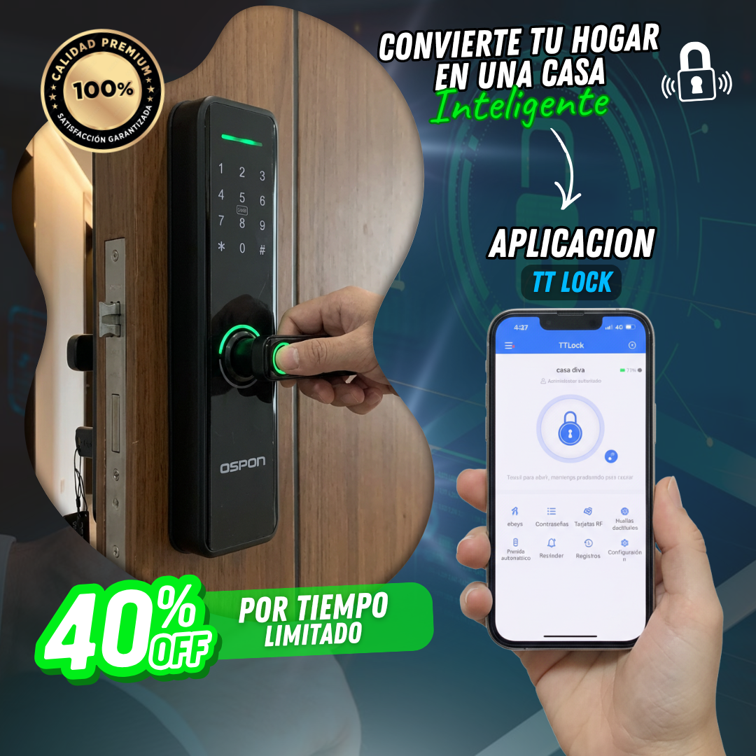 Cerradura Inteligente Con huella, pin, wifi, llave y tarjeta + Envio gratis + Regalo