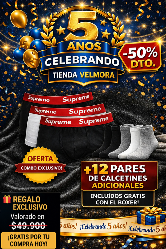🔥 Mega Pack Bóxers Supreme x12 + 12 Medias GRATIS + REGALO 🔥