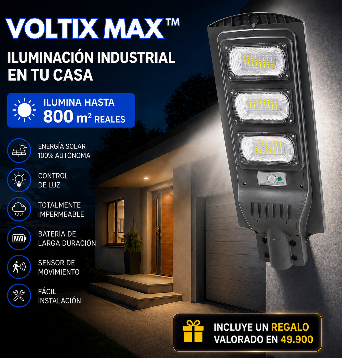 VOLTIX MAX — Convierte la Noche en Día, Factura en Cero + Envio Gratis 50cm y 6 Leds CCC
