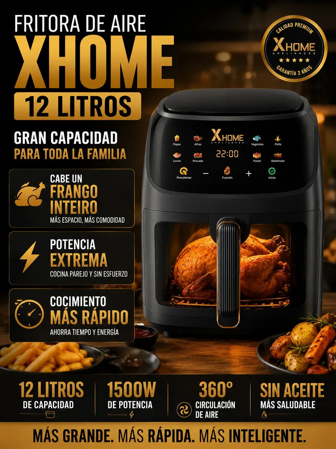 (LIQUIDACIÓN VELMORA) - Freidora De Aire Xhome 12 Lts + Regalo + Envio Gratis