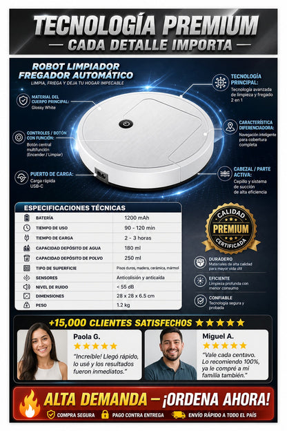 Robot Limpiador Fregador Automático - Entrega Inmediata + Entrega Gratis + Regalo